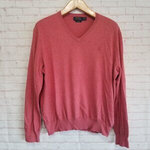 Polo Ralph Lauren Sweater Adult Large Red Pima Cotton Men V-Neck Preppy Casual